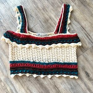 ZARA Crochet Crop Tank Top